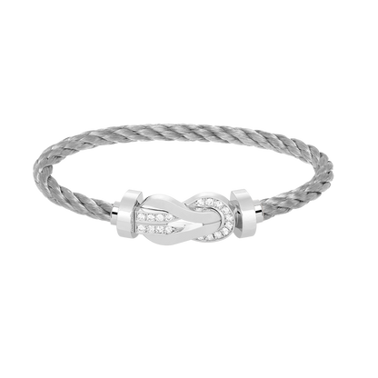 [BloomBling]CHANCE LARGE 8 FIGURE BUCKLE HALF DIAMOND BRACELET SILVER