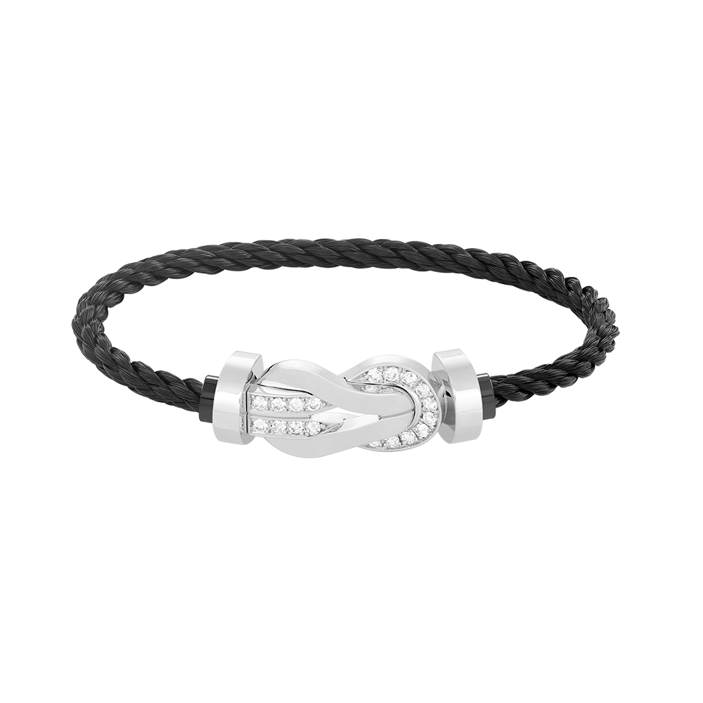 [BloomBling]CHANCE LARGE 8 FIGURE BUCKLE HALF DIAMOND BRACELET SILVER