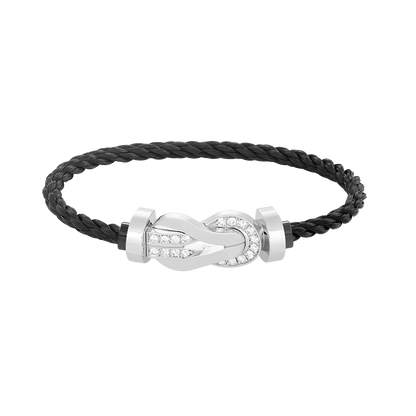 [BloomBling]CHANCE LARGE 8 FIGURE BUCKLE HALF DIAMOND BRACELET SILVER