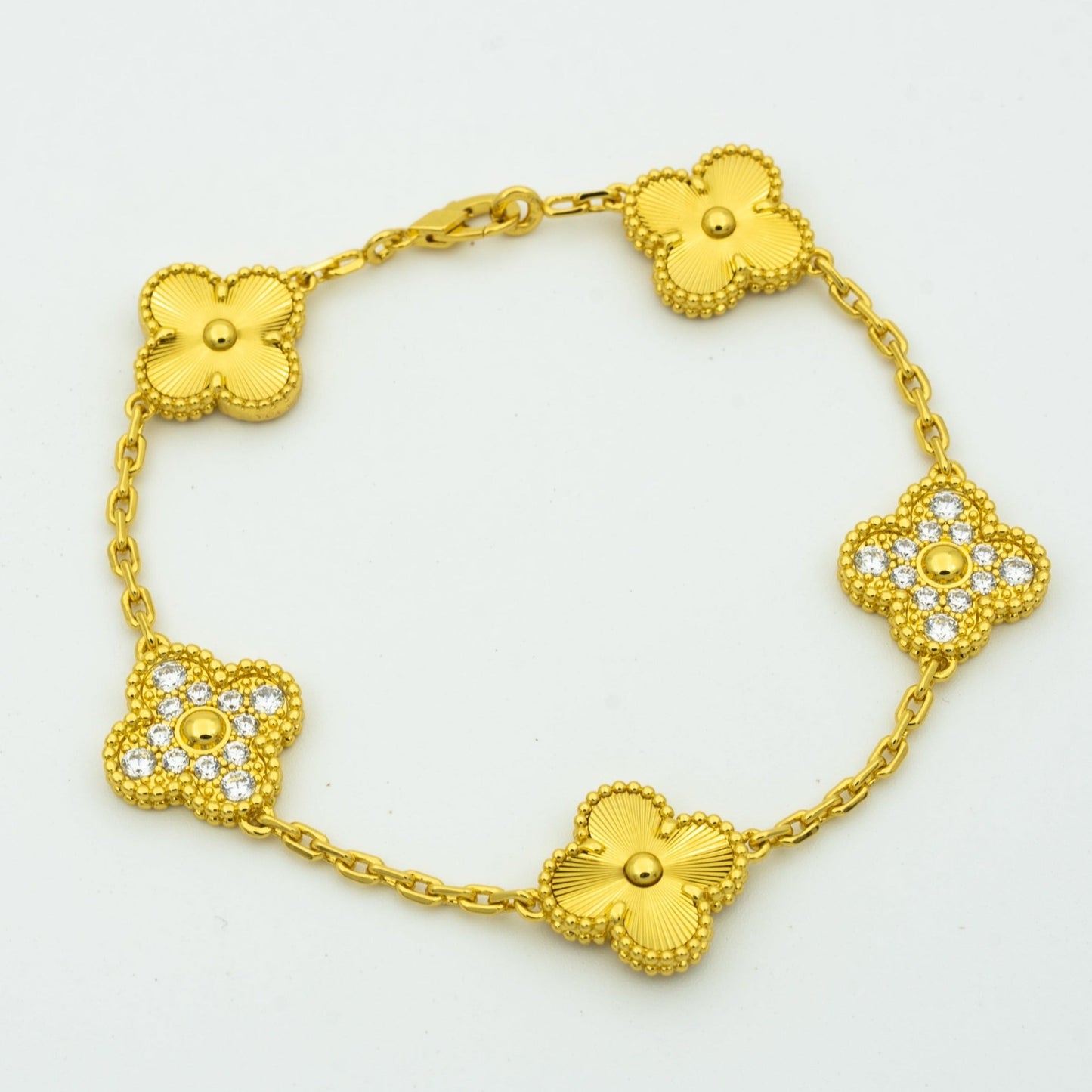 [BloomBling]CLOVER BRACELET 5 MOTIFS GOLD DIAMOND