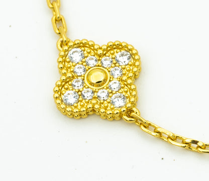 [BloomBling]CLOVER BRACELET 5 MOTIFS GOLD DIAMOND