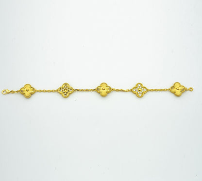 [BloomBling]CLOVER BRACELET 5 MOTIFS GOLD DIAMOND