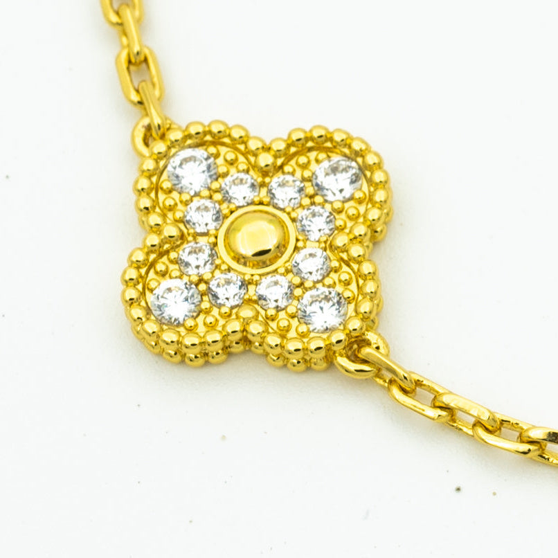 [BloomBling]CLOVER BRACELET 5 MOTIFS GOLD DIAMOND