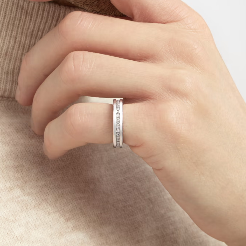[BloomBling]ZERO 1 ONE-BAND PAVED DIAMONDS ON THE SPIRAL RING