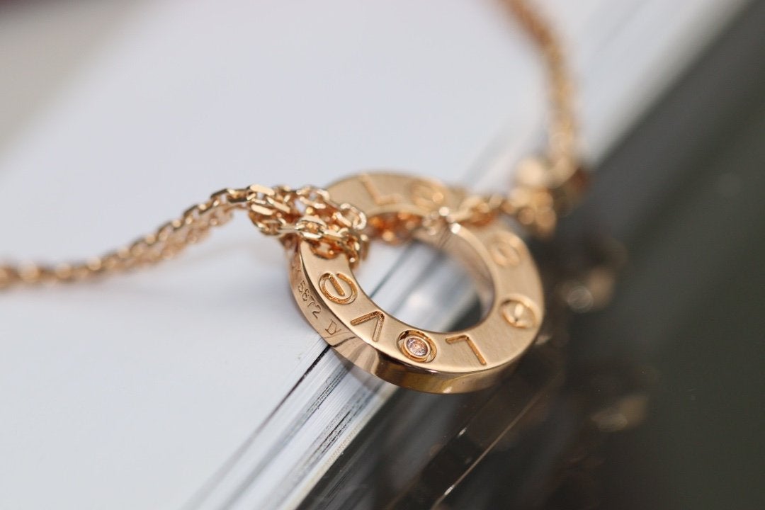 [BloomBling]LOVE NECKLACE ADJUSTABLE ROSE GOLD 2 DIAMOND