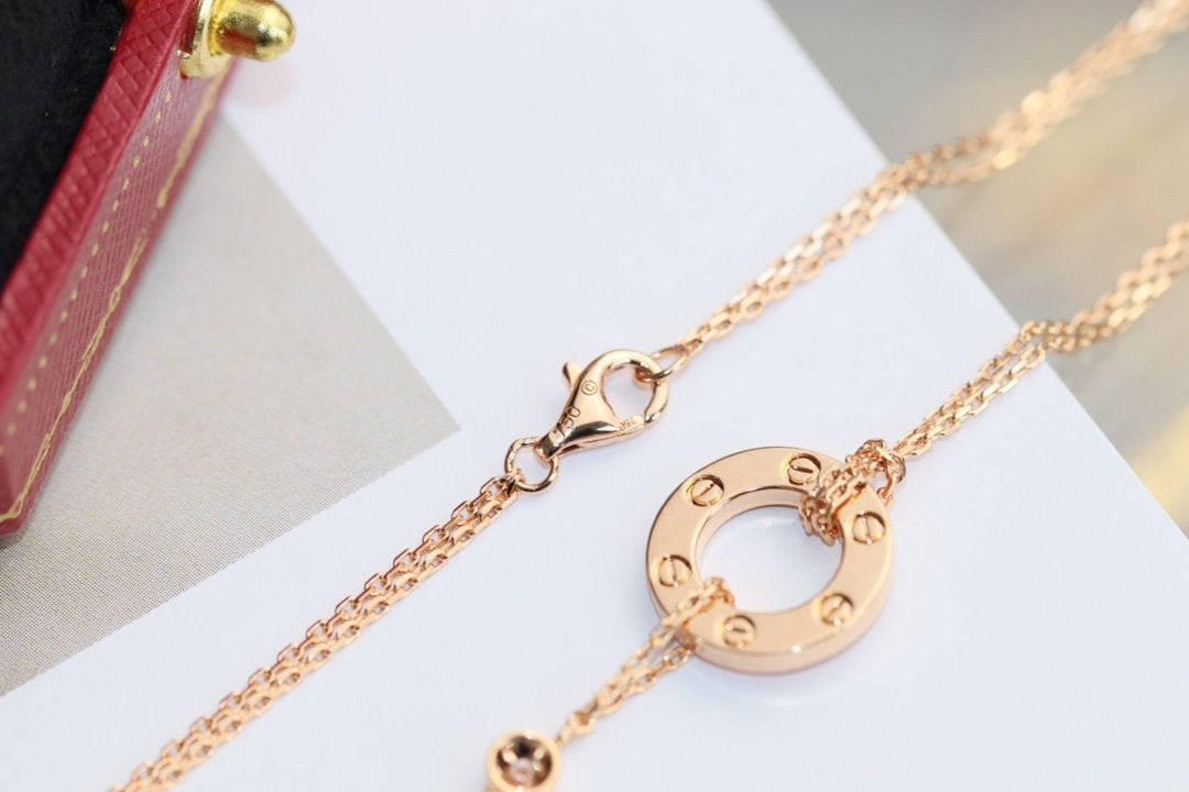 [BloomBling]LOVE NECKLACE ADJUSTABLE ROSE GOLD 2 DIAMOND