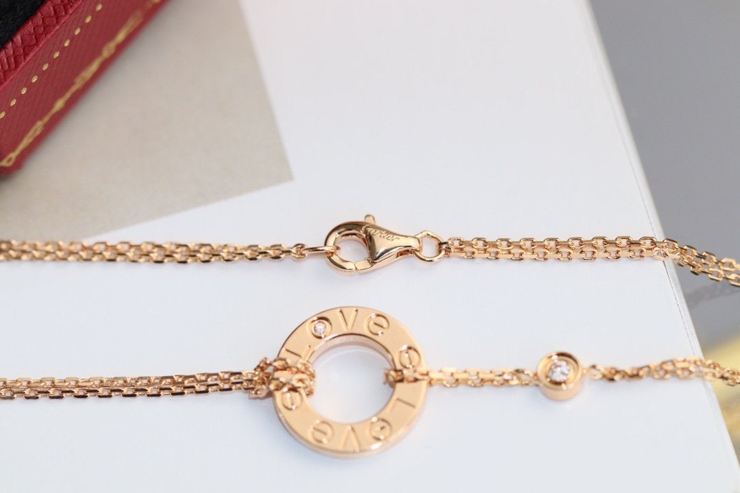 [BloomBling]LOVE NECKLACE ADJUSTABLE ROSE GOLD 2 DIAMOND