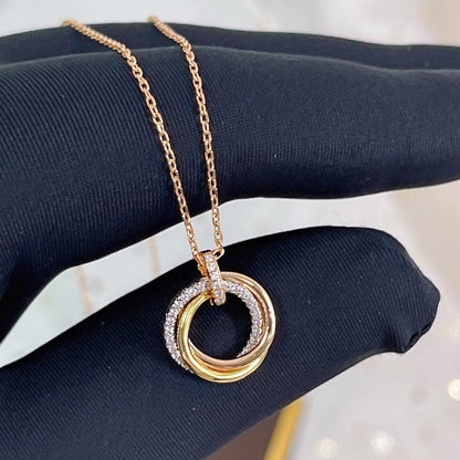 [BloomBling]TRINITY NECKLACE SILVER GOLD PINK GOLD DIAMONDS