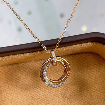 [BloomBling]TRINITY NECKLACE SILVER GOLD PINK GOLD DIAMONDS