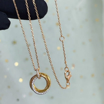 [BloomBling]TRINITY NECKLACE SILVER GOLD PINK GOLD DIAMONDS