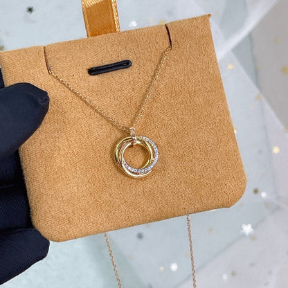 [BloomBling]TRINITY NECKLACE SILVER GOLD PINK GOLD DIAMONDS