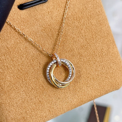 [BloomBling]TRINITY NECKLACE SILVER GOLD PINK GOLD DIAMONDS