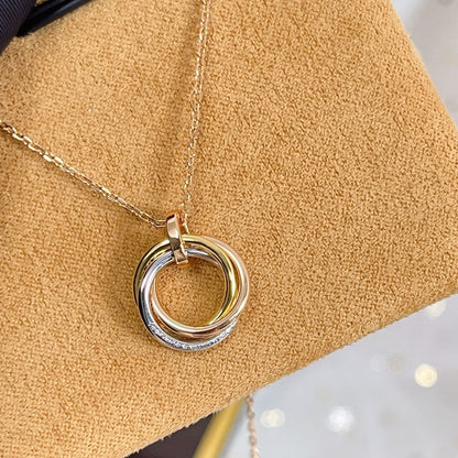 [BloomBling]TRINITY NECKLACE SILVER GOLD PINK GOLD DIAMONDS
