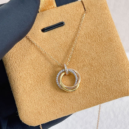 [BloomBling]TRINITY NECKLACE SILVER GOLD PINK GOLD DIAMONDS