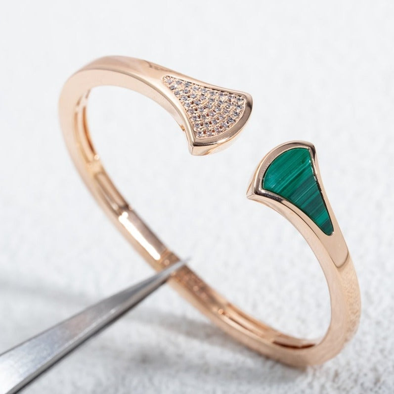 [BloomBling]DREAM BRACELET OPEN MALACHITE PINK GOLD