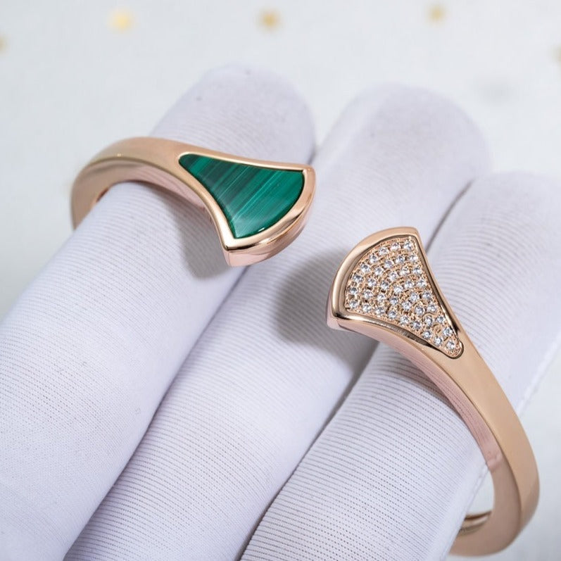 [BloomBling]DREAM BRACELET OPEN MALACHITE PINK GOLD