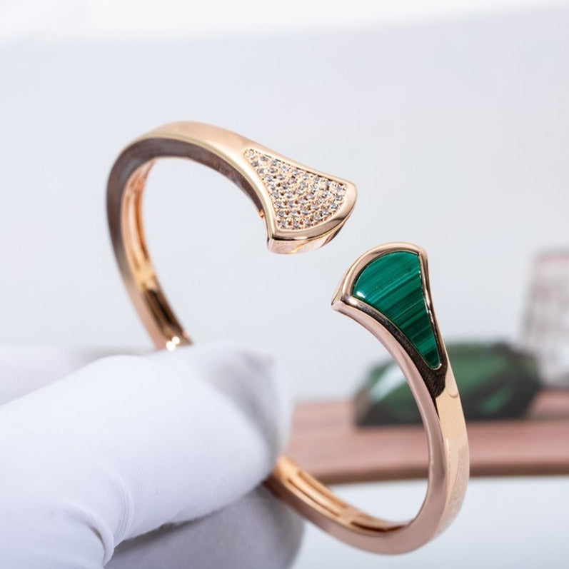 [BloomBling]DREAM BRACELET OPEN MALACHITE PINK GOLD