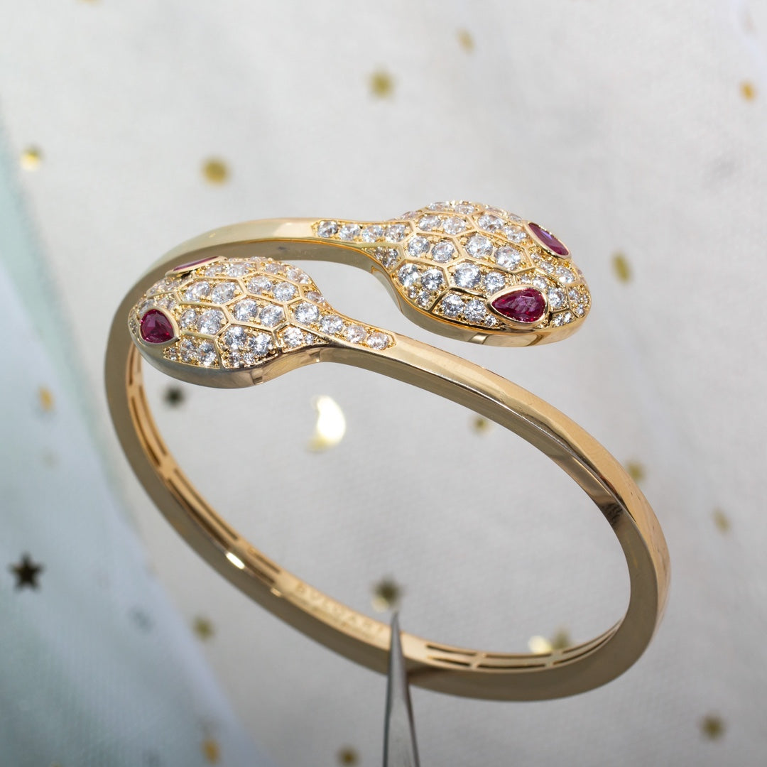 [BloomBling]SERPENTI BRACELET PINK GOLD DIAMOND DOUBLE SNAKE
