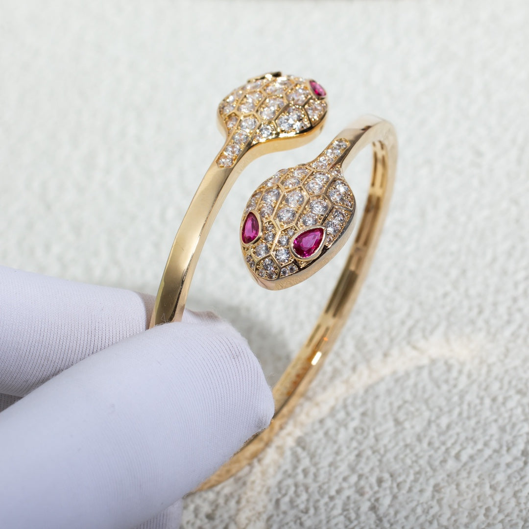 [BloomBling]SERPENTI BRACELET PINK GOLD DIAMOND DOUBLE SNAKE
