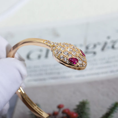 [BloomBling]SERPENTI BRACELET PINK GOLD DIAMOND DOUBLE SNAKE