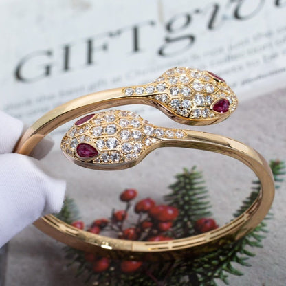 [BloomBling]SERPENTI BRACELET PINK GOLD DIAMOND DOUBLE SNAKE