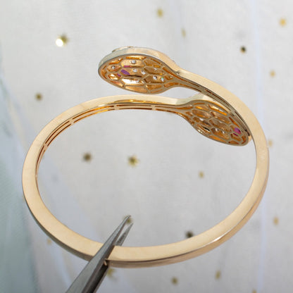 [BloomBling]SERPENTI BRACELET PINK GOLD DIAMOND DOUBLE SNAKE