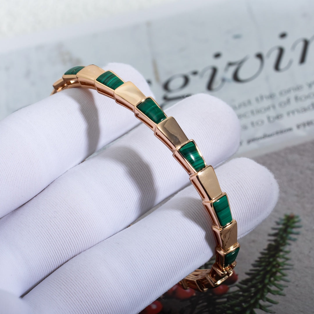[BloomBling]SERPENTI BRACELET PINK GOLD MALACHITE