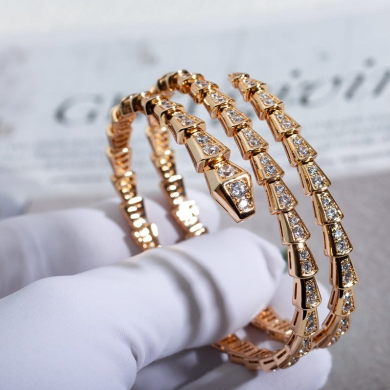 [BloomBling]SERPENTI BRACELET PINK GOLD DIAMOND DOUBLE ROW