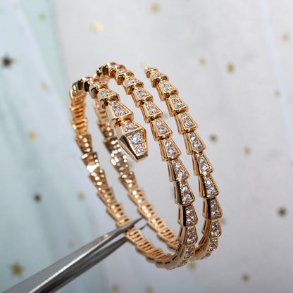 [BloomBling]SERPENTI BRACELET PINK GOLD DIAMOND DOUBLE ROW