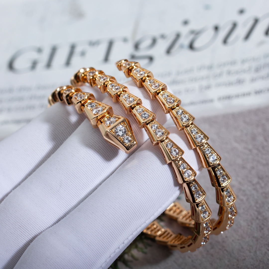 [BloomBling]SERPENTI BRACELET PINK GOLD DIAMOND DOUBLE ROW