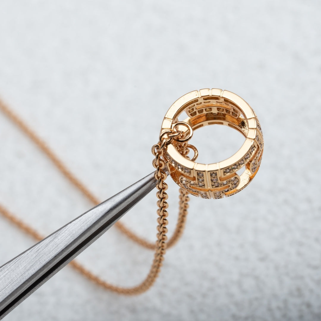 [BloomBling]PARENTESI NECKLACE PINK GOLD DIAMOND