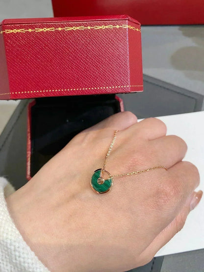 [BloomBling]AMULETTE ROSE GOLD MALACHITE NECKLACE