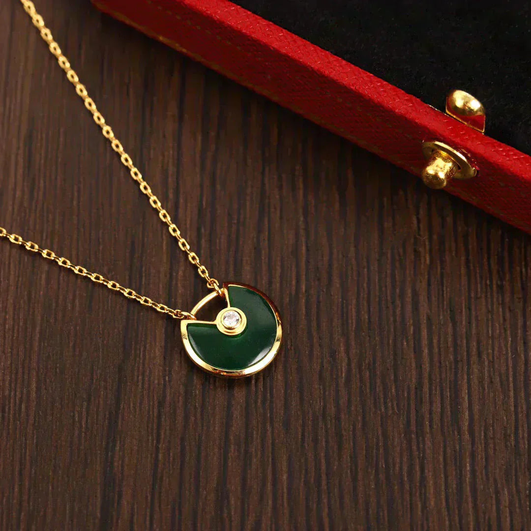[BloomBling]AMULETTE GOLD MALACHITE NECKLACE