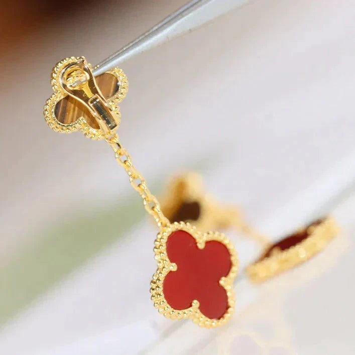 [BloomBling]CLOVER  2 MOTIF  TIGER EYE CARNELIAN EARRINGS