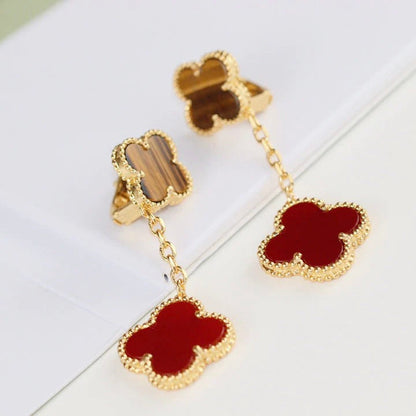 [BloomBling]CLOVER  2 MOTIF  TIGER EYE CARNELIAN EARRINGS