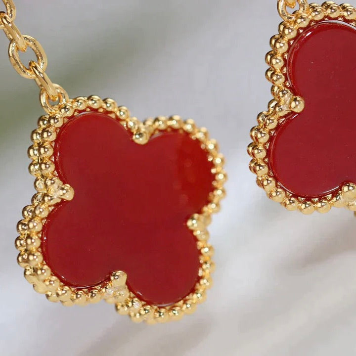 [BloomBling]CLOVER  2 MOTIF  TIGER EYE CARNELIAN EARRINGS