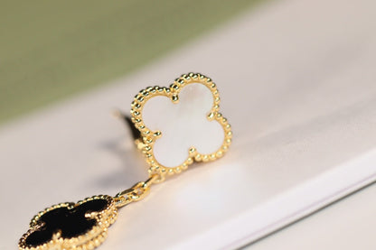 [BloomBling]CLOVER EARRINGS GOLD ONYX MOP 3 MOTIF