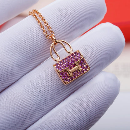 [BloomBling]CONSTANCE PEDANT PURPLE DIAMOND NECKLACE