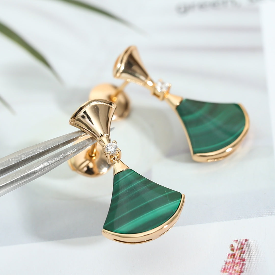 [BloomBling]DREAM MALACHITE PINK GOLD EARRINGS