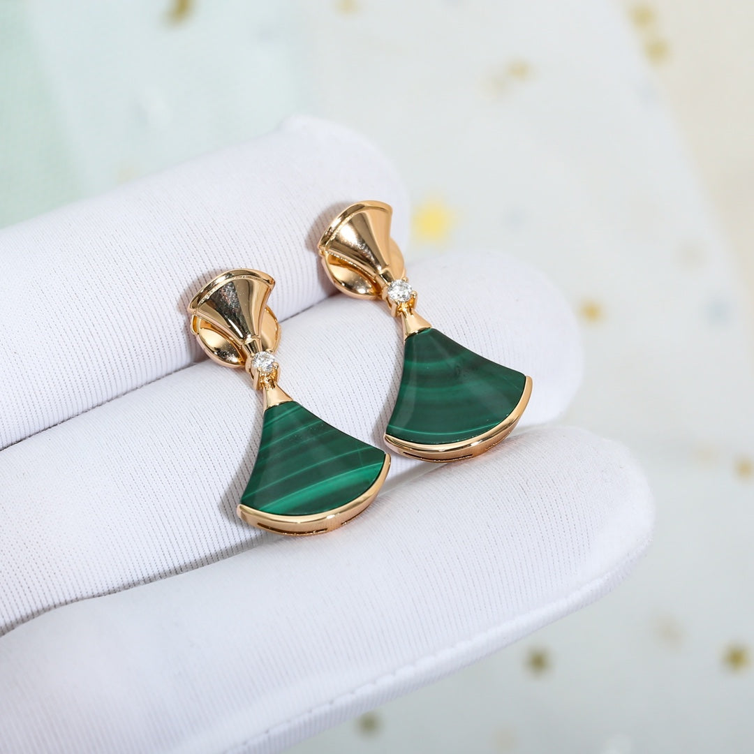 [BloomBling]DREAM MALACHITE PINK GOLD EARRINGS