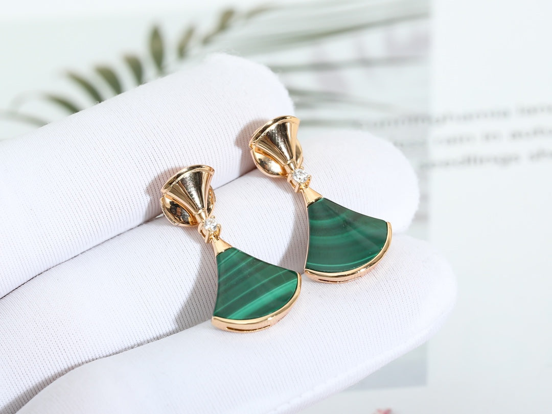 [BloomBling]DREAM MALACHITE PINK GOLD EARRINGS