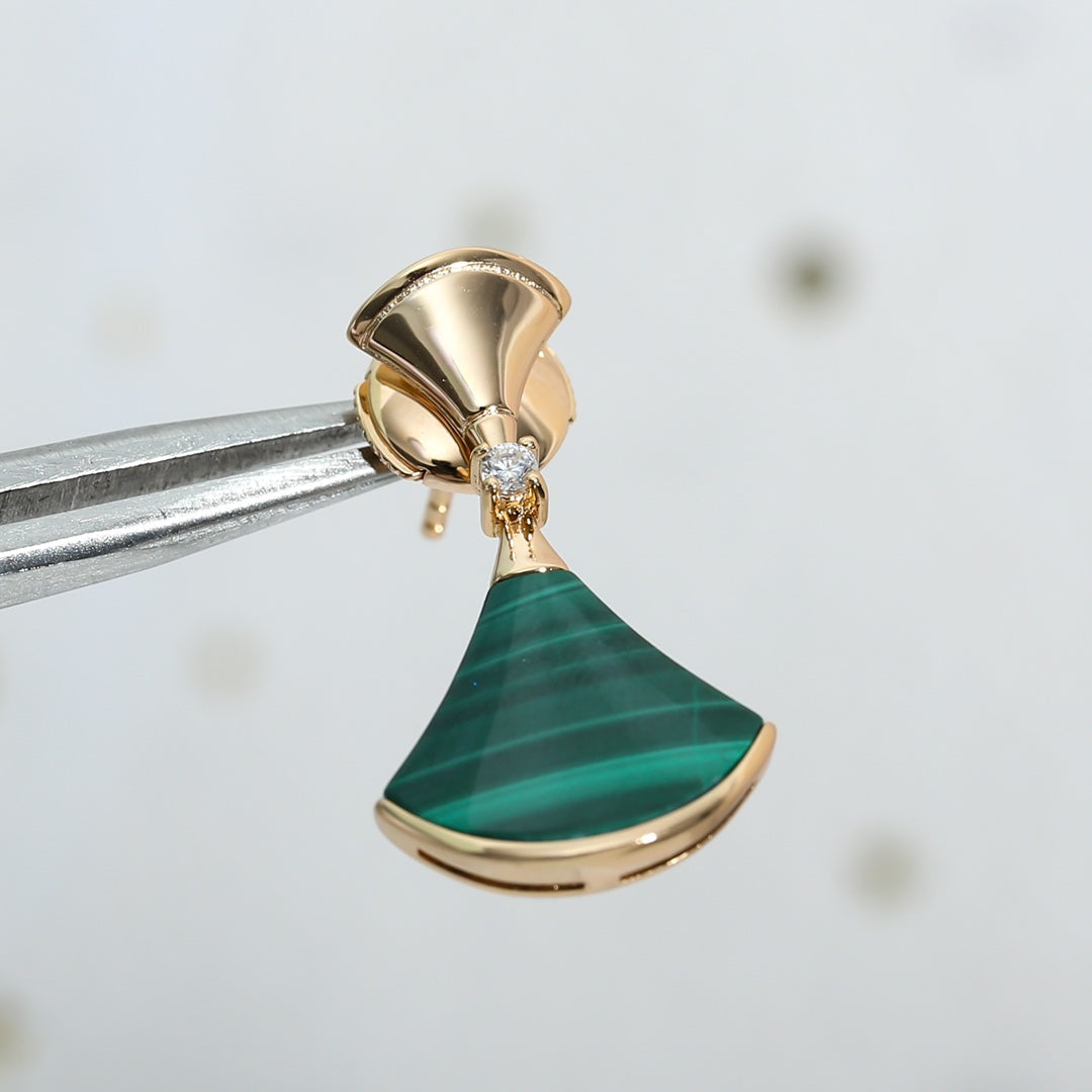 [BloomBling]DREAM MALACHITE PINK GOLD EARRINGS