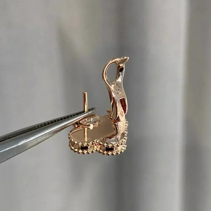 [BloomBling]CLOVER MEDIUM 1 MOTIFS  PINK MOP DIAMOND EARRINGS