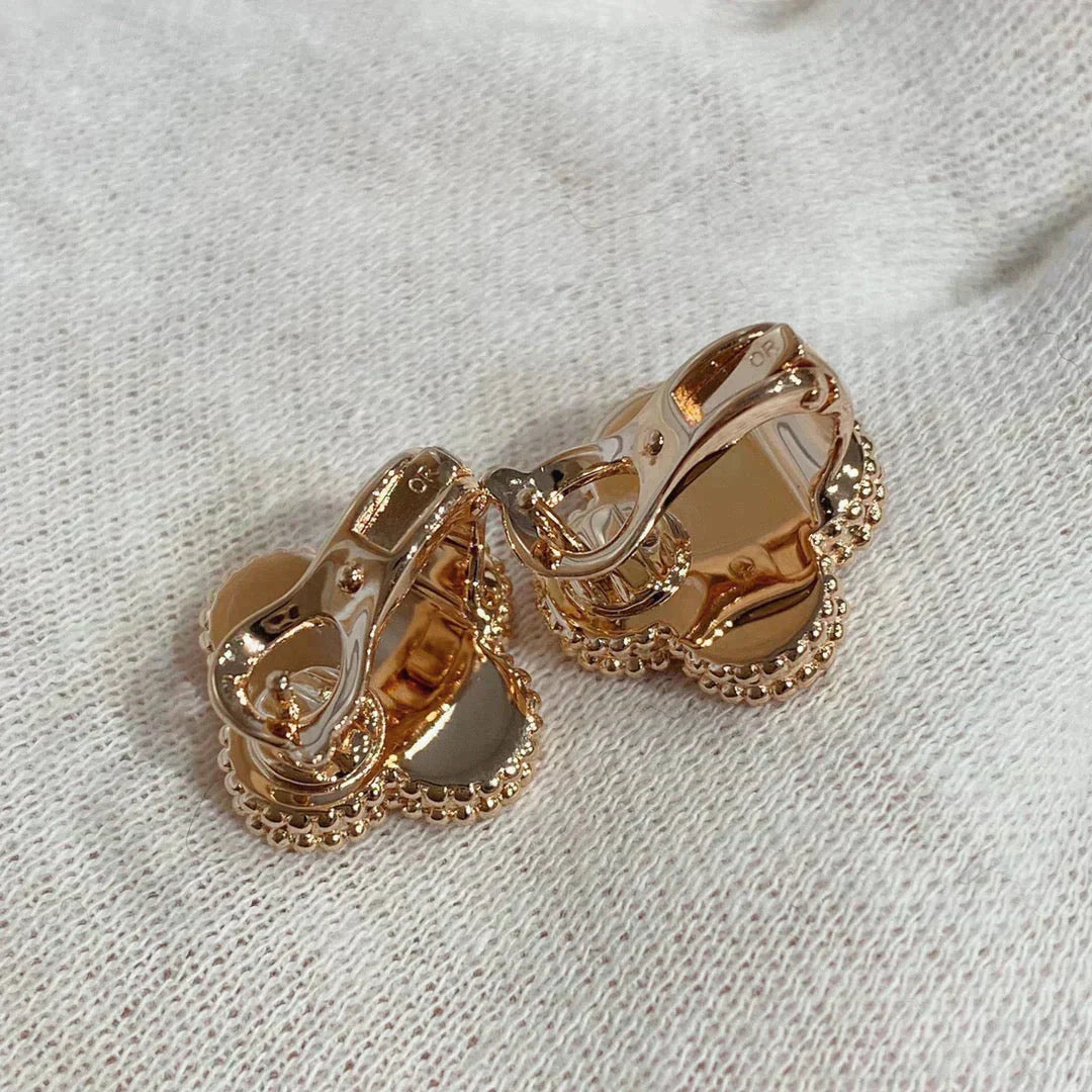 [BloomBling]CLOVER MEDIUM 1 MOTIFS CARNELIAN  DIAMOND earrings