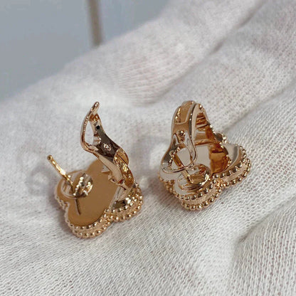 [BloomBling]CLOVER MEDIUM 1 MOTIFS CARNELIAN  DIAMOND earrings