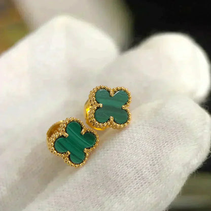 [BloomBling]CLOVER MINI 9.5MM MALACHITE  EARRINGS