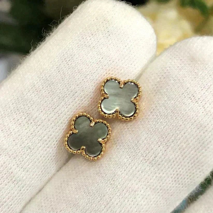 [BloomBling]CLOVER MINI 9.5MM GRAY MOP EARRINGS