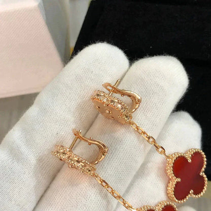[BloomBling]CLOVER 2 MOTIF  LASER CARNELIAN EARRINGS