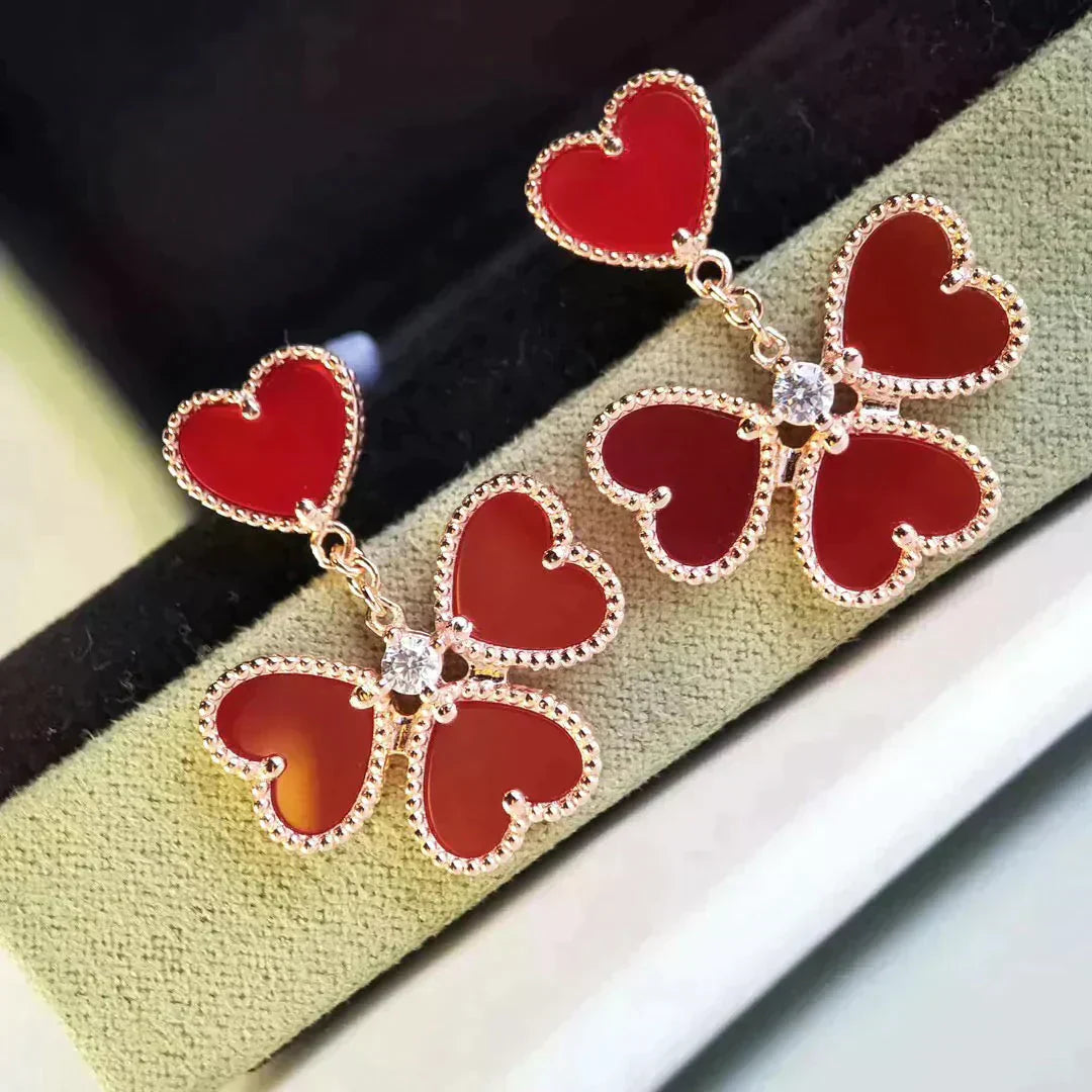 [BloomBling]SWEET CLOVER CARNELIAN EARRINGS