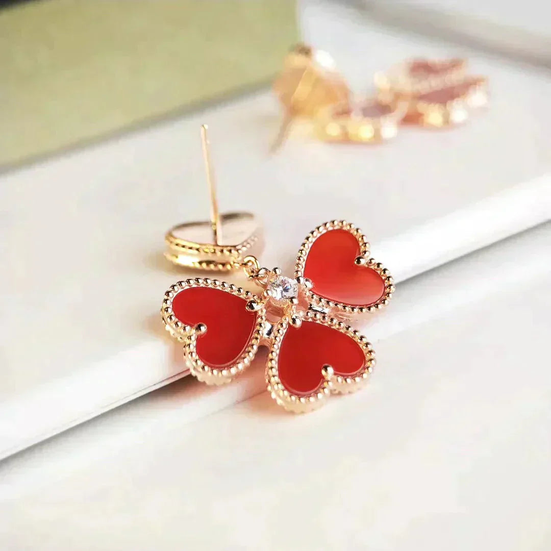 [BloomBling]SWEET CLOVER CARNELIAN EARRINGS